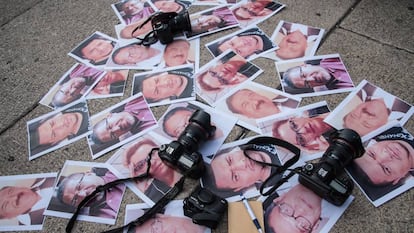 Fotos de periodistas asesinados en México.