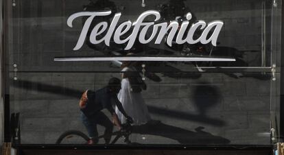 Edificio de Teléfonica en la Gran Vía de Madrid.