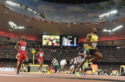 Bolt celebra el triomf.