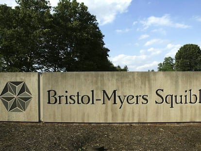 Entrada a unas instalaciones de la compañía Bristol-Meyers Squibb. 
 