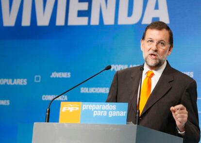 El lder del PP, Mariano Rajoy, durante su intervencin en el acto de clausura de la Conferencia de Vivienda que el PP en Ifema