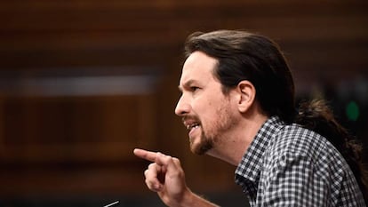 Unidas Podemos leader Pablo Iglesias on the first day of the investiture debate.