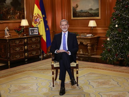 El rey Felipe VI, durante su discurso de este domingo.