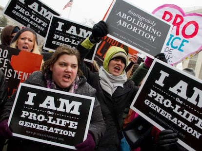Protesta en contra del aborto en la ciudad de Washington, febrero 2013.