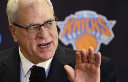 Phil Jackson, en su presentación como presidente de los Knicks.