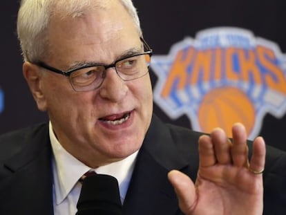 Phil Jackson, en su presentación como presidente de los Knicks.