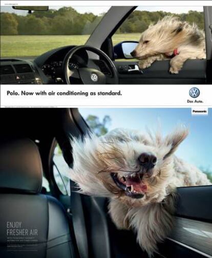 Arriba la original. Volkswagen. "Polo. Ahora con aire acondicionado de serie." Agencia Owens DDB, Irlanda. Abajo, la menos original. Panasonic. “Disfruta de aire más fresco". Agencia Saatchi & Saatchi, Australia.