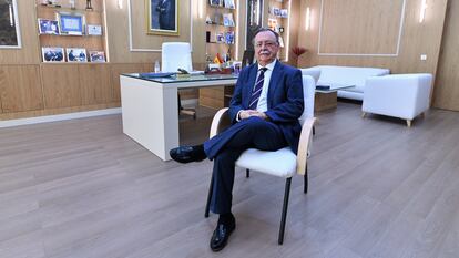El presidente de Ceuta, Juan Jesús Rivas, en su despacho en la ciudad autónoma, este martes.