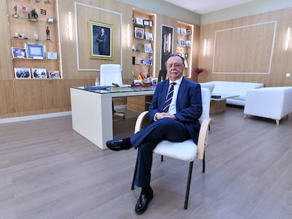 El presidente de Ceuta, Juan Jesús Rivas, en su despacho en la ciudad autónoma, este martes.