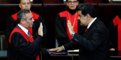 Nicolás Maduro durante la toma de posesión.