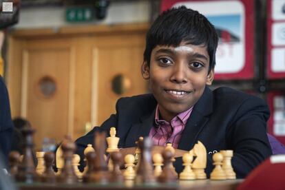 Rameshbabu Praggnanandhaa, de 14 años, este jueves durante la última ronda en Gibraltar