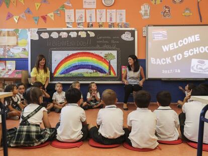 Inicio del curso en un colegio de Alcobendas.