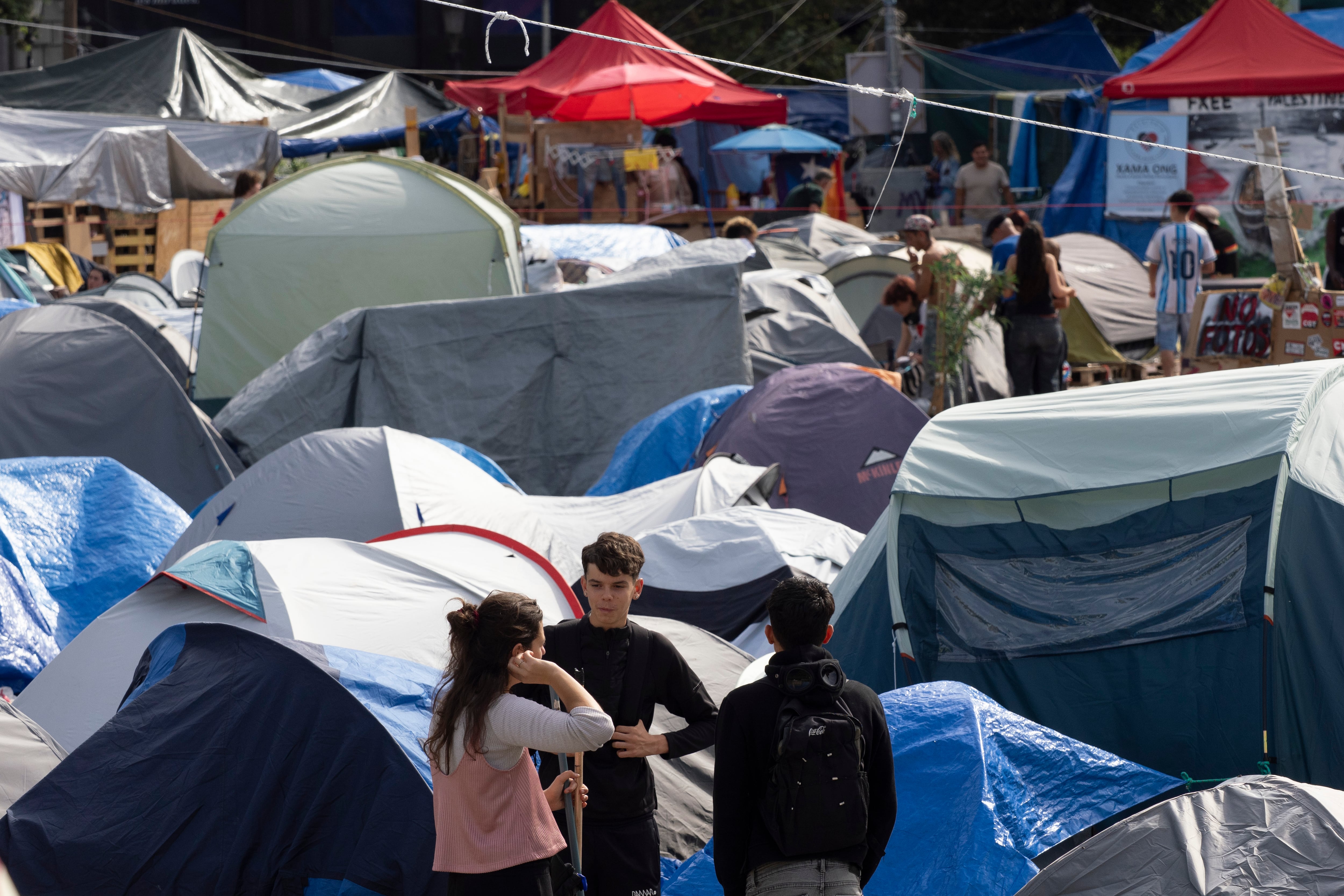 Acampada en Plaza Catalunya (Barcelona), el 22 de octubre.