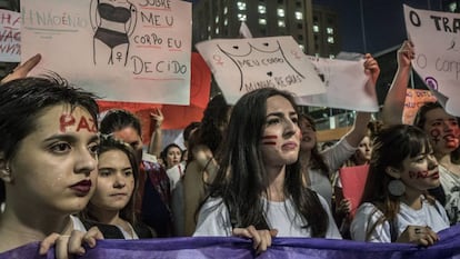 Una protesta a favor de los derechos de las mujeres en São Paulo, en 2019.