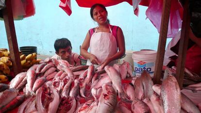 Uno de los puestos del mercado de Bel&eacute;n.