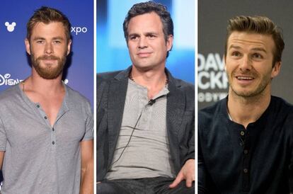 Los actores Chris Hemsworth y Mark Ruffalo, junto con el exfutbolista David Beckham, son algunos de los que han sucumbido a la camiseta de moda.