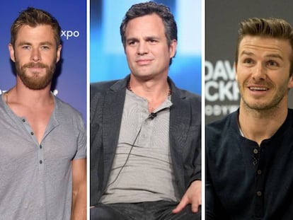 Los actores Chris Hemsworth y Mark Ruffalo, junto con el exfutbolista David Beckham, son algunos de los que han sucumbido a la camiseta de moda.