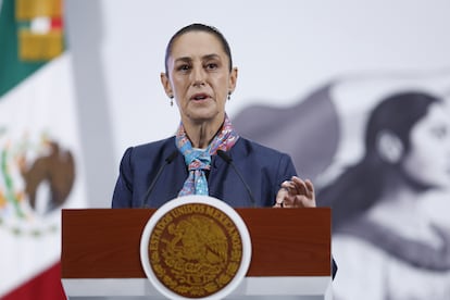 La presidenta de México, Claudia Sheinbaum, durante una de sus conferencias de prensa.