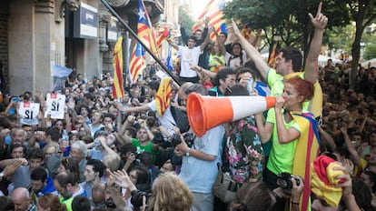 Protestas a las puertas de la consellería de economía de la Generalitat el pasado 20 de septiembre de 2017.