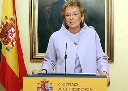 María Teresa Fernández de la Vega, durante su discurso al asumir el cargo de vicepresidenta primera y ministra de la Presidencia.