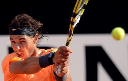 Nadal conecta un revés ante Ferrer.