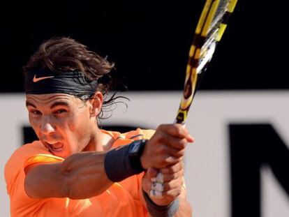 Nadal conecta un revés ante Ferrer.