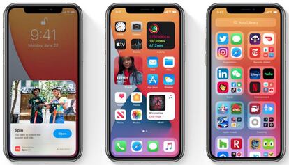 iOS 14 en un iPhone de Apple.