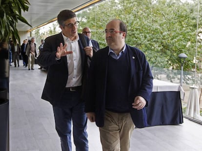 Patxi L&oacute;pez, diputado socialista y expresidente del Congreso, y Miquel Iceta, primer secretario del PSC, el s&aacute;bado en Barcelona.