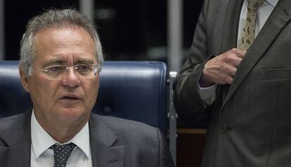 El presidente del Senado, Renan Calheiros, en la sesión de este martes.