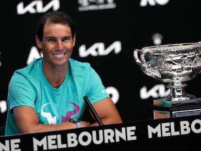 Rafael Nadal, durante la rueda de prensa tras ganar el Open de Australia.