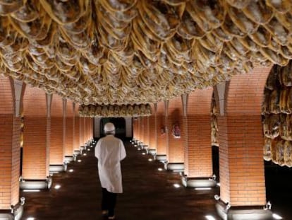 Jamones en un secadero de Jabugo (Huelva). 