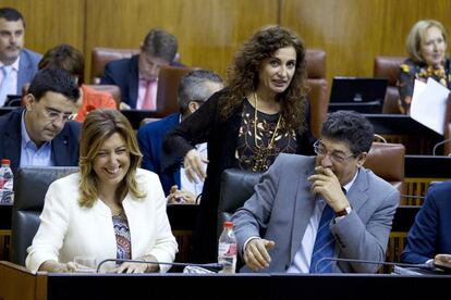 Susana Díaz y Diego Valderas, en el Parlamento de Andalucía.