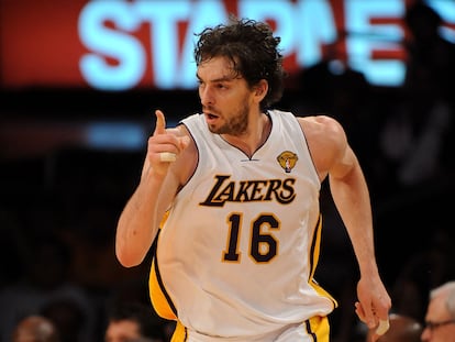 Pau Gasol, en un partido de la final de la NBA contra los Boston Celtics de 2010.