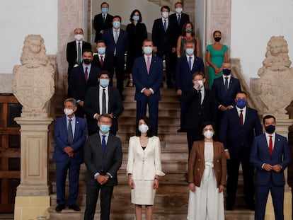 Foto de familia de la última conferencia de presidentes, celebrada el 31 de julio en San Millán de la Cogolla.