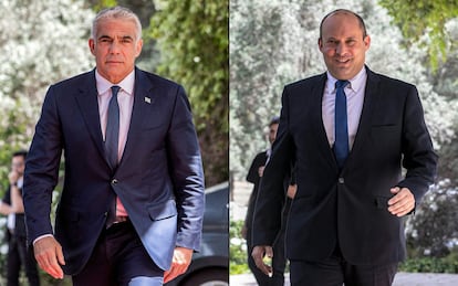 Yair Lapid, a la izquierda; y Naftali Bennett, en mayo de 2021, en Jerusalén.