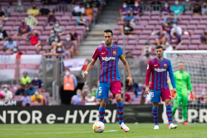 Busquets, en el partido del Barcelona en el Camp Nou ante el Getafe.