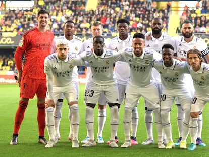 El equipo titular del Real Madrid, sin españoles, en su partido ante el Villarreal el pasado sábado.
