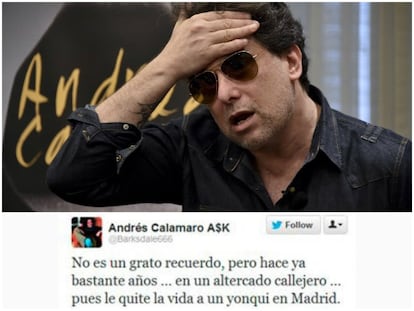 "No es un grato recuerdo, pero hace ya bastantes años... en un altercado callejero... pues le quite la vida a un yonqui en Madrid". Con este tuit, Calamaro vivió un "no es lo que parece" en toda regla. Qué confesó haberle quitado la vida a una persona con problemas de adicción, sí. Qué lo hizo, parece que no. Según Olga Castreno, su representante, el músico estaba inmerso en un proceso de composición de canciones y escribió ese tuit inspirado por temas de Bob Marley y Johnny Cash. "El Twitter de Andrés es un lugar en el que él juega y bromea. Las informaciones oficiales están en la cuenta de Grabaciones Encontradas. Es una ridiculez mediática. ¿En qué cabeza cabe? Es como si yo digo que Sabina ha matado a alguien en Jamaica, ¿quién se lo cree?", le defendió Castreno.