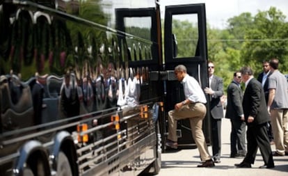 El presidente sube al 'Bus Force One' para seguir con su gira de tres días por el medio Oeste de EE UU