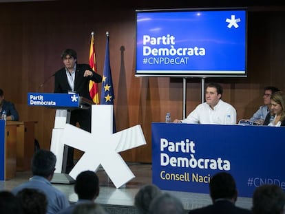 Carles Puigdemont, durante un consejo nacional del PDeCAT en 2017.