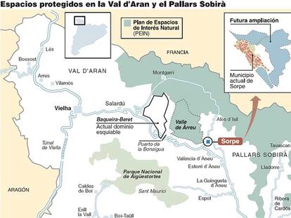 Espacios protegidos en la Val d'Aran y el Pallars Sobirà.