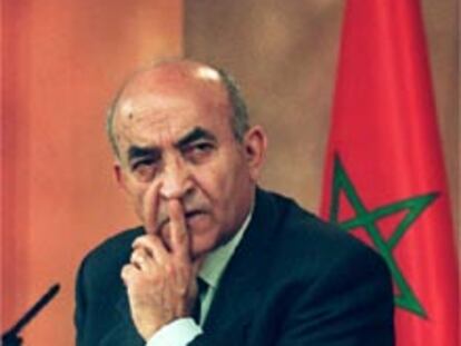 Abderramán Yusufi primer ministro de Marruecos, durante una conferencia de prensa en el Palacio de la Moncloa