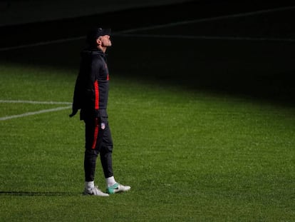 Simeone, durante un entrenamiento del Atlético.