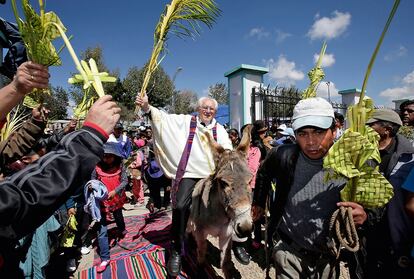 Sebastián Obermaier, durante la celebración del Domingo de Ramos
de 2015 en El Alto, Bolivia.