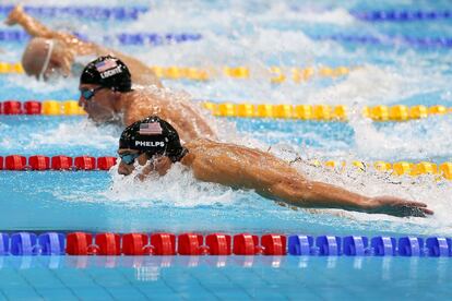 Americans Michael Phelps and Ryan Lochte in the 200 -meter race.