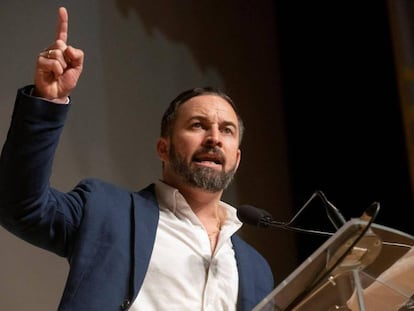 El presidente de Vox, Santiago Abascal, durante un acto en Granada. M. Á. MOLINA (EFE)