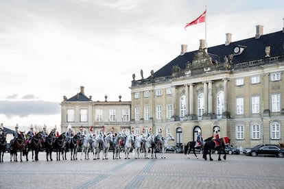Vista general del Palacio de Amalienborg en Copenhague antes de la llegada del la Familia Real española. 