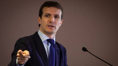 Pablo Casado, presidente del PP en un acto en Jerez.