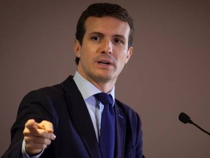 Pablo Casado, presidente del PP en un acto en Jerez.