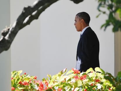 El presidente Obama, en los jardines de la Casa Blanca este mi&eacute;rcoles.